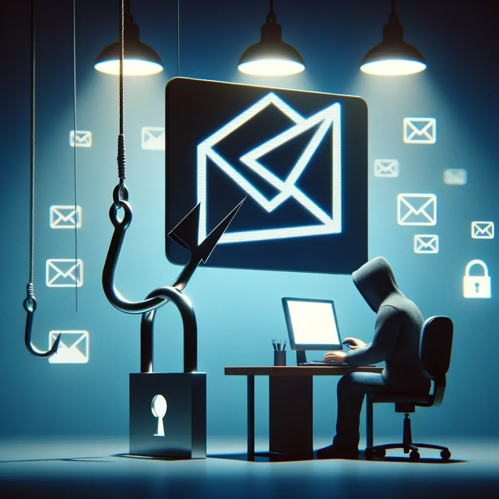 "Exemplo de e-mail de phishing que ilustra como hackers manipulam usuários para obter acesso a informações pessoais, destacando elementos visuais como links suspeitos e design enganoso."